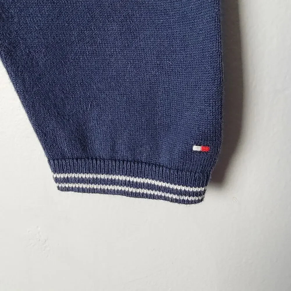 Tommy Hilfiger Navy Polka Dot Sweater Women's Large 100% Pima‎ Cotton V-Neck - Picture 4 of 9